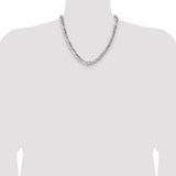 Sterling Silver 7.6mm Hammered Figaro Chain - QH-1ADE25ED-8428