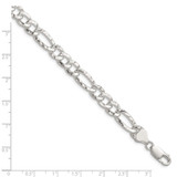 Sterling Silver 7.6mm Hammered Figaro Chain - QH-EE681FC6-7916