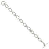 Sterling Silver 7.75inch Polished Fancy Link Toggle Bracelet - QH-98E2875D-3810