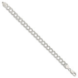 Sterling Silver 7.75mm Solid Double Link Charm Bracelet - QG-8C676BEB-7343