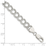 Sterling Silver 7.75mm Solid Double Link Charm Bracelet - QG-8C676BEB-7343