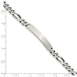 Sterling Silver 7inch Engraveable Antiqued Figaro Link ID Bracelet - QI-A3A4B764-8031