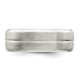 Sterling Silver 7mm Brushed Domed Grooved Fancy Band Size 8