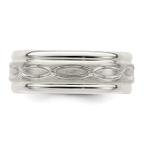 Sterling Silver 7mm Brushed Flat Intertwined Design Beveled Edge Fancy Band Size 12.5