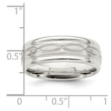 Sterling Silver 7mm Brushed Flat Intertwined Design Beveled Edge Fancy Band Size 12.5