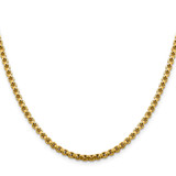 14K 30 inch 3.6mm Semi-Solid Round Box with Lobster Clasp Chain