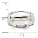 Sterling Silver 7mm Half Round Milgrain Size 10.5 Band