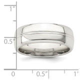 Sterling Silver 7mm Polished Domed Grooved Fancy Band Size 12