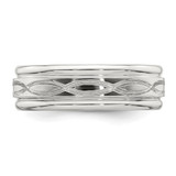 Sterling Silver 7mm Polished Flat Intertwined Design Beveled Edge Fancy Band Size 12