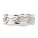 Sterling Silver 7mm Polished Flat Intertwined Design Beveled Edge Fancy Band Size 13