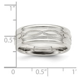 Sterling Silver 7mm Polished Flat Intertwined Design Beveled Edge Fancy Band Size 9.5
