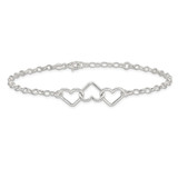 Sterling Silver 8 in Plus 1in Ext Interlocking Hearts Rolo Chain Anklet