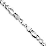 Sterling Silver 8.0mm Flat D/C Pave Figaro Chain - QP-5B419F28-4058