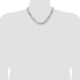 Sterling Silver 8.5mm Flat D/C Pave Figaro Chain - QP-7891475F-5329