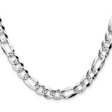 Sterling Silver 8.5mm Flat D/C Pave Figaro Chain - QP-8A2169FE-1223