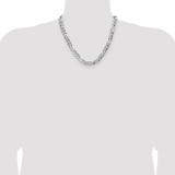 Sterling Silver 8.5mm Flat D/C Pave Figaro Chain - QP-E6C59663-3419