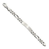 Sterling Silver 8inch Engraveable Antiqued Figaro Link ID Bracelet - QI-0E0ACE63-7531