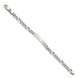 Sterling Silver 8inch Engraveable Antiqued Figaro Link ID Bracelet - QI-22DE9A6E-3315