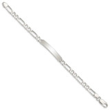 Sterling Silver 8inch Polished Engraveable Figaro Link ID Bracelet - QI-D21DF495-1251