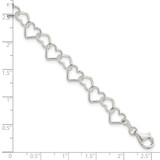 Sterling Silver 8inch Polished Fancy Heart Link Bracelet - QH-BA725E18-6859