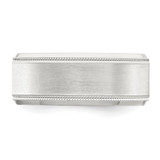 Sterling Silver 8mm Brushed Flat Milgrain Beveled Edge Fancy Band Size 8.5