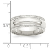 Sterling Silver 8mm Comfort Fit Double Milgrain Size 11 Band