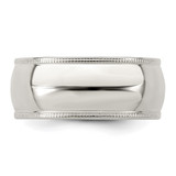 Sterling Silver 8mm Half Round Milgrain Size 7 Band
