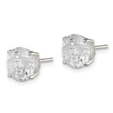 Sterling Silver 8mm Round Basket Set Laser-cut CZ Stud Earrings