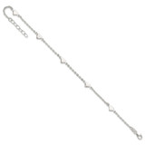 Sterling Silver 9 inch Polished Heart Plus 1in ext. Anklet