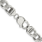 Sterling Silver 9.3mm Pav‚ Curb Chain - QC-ECB3860B-9440