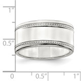 Sterling Silver 9.5mm Flat with Rope Edge Size 8 Band