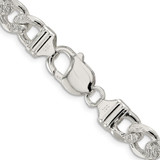 Sterling Silver 9.5mm Pav‚ Flat Figaro Chain - QF-51CCB990-7561