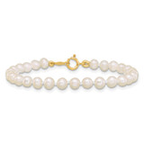 14k 3-4mm White Semi-Round Freshwater Cultured Pearl 4 inch Bracelet