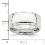Sterling Silver 9mm Comfort Fit Half Round Milgrain Size 6 Band