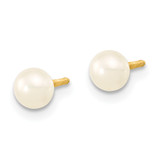 14k 3-5mm Semi-Round White Freshwater Cultured Pearl 12 inch Necklace, 4 inch Bracelet and Post Earrings Set