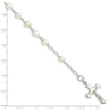 Sterling Silver and FW Cultured Pearl Rosary 7.5 inch Bracelet