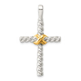 Sterling Silver and Gold-tone Polished Cross Pendant