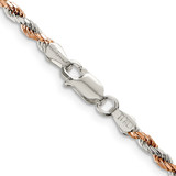 Sterling Silver And Rose Vermeil 2.5mm Diamond-cut Rope Chain - QD-C9042889-2372