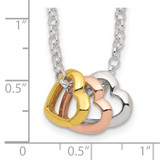 Sterling Silver and Vermeil Polished Fancy 3-Heart Necklace