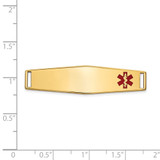 14K 38x10mm Off-Center Red Epoxy Enameled Soft Diamond Shape Medical ID Plate # 819