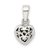 Sterling Silver Antique Puff Heart Charm