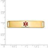 14K 38x8mm Centered Red Epoxy Enameled Medical ID Plate # 819