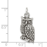 Sterling Silver Antiqued & Textured Perched Owl Pendant