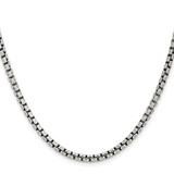 Sterling Silver Antiqued 3.6mm Round Box Chain - QF-A48382D5-5908
