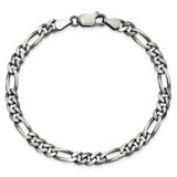 Sterling Silver Antiqued 5.5mm Figaro Chain - QF-155331CC-6836