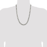 Sterling Silver Antiqued 6.5mm Figaro Chain - QF-2E599681-3018