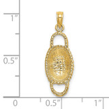 14K 3-D 2 Handles Oval Basket Charm