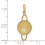 14K 3-D 2 Handles Round Basket Charm