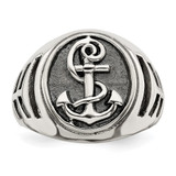 Sterling Silver Antiqued Anchor Ring - QR-19ACE61D-9099