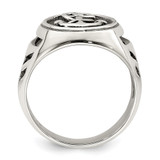 Sterling Silver Antiqued Anchor Ring - QR-BD0F024D-6919